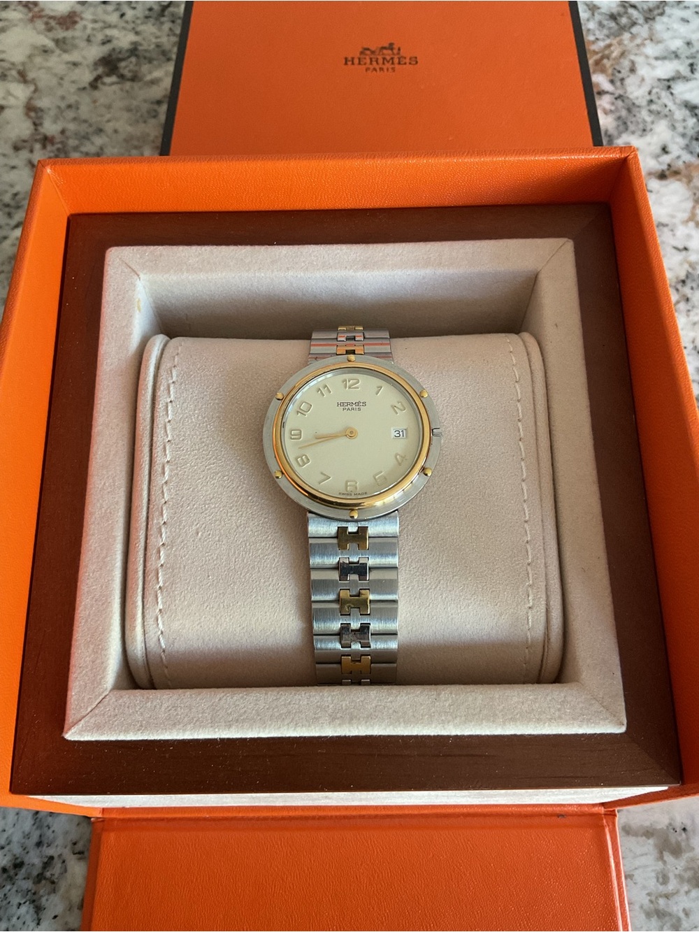 Hermès Two-Tone Stainless Steel & Gold 34mm with Cream Dial